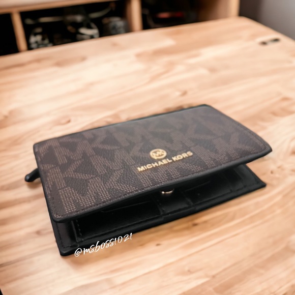 Michael Kors Lynn Brown/Black Logo Shoulder Bag + Wallet NWT - Picture 4 of 7